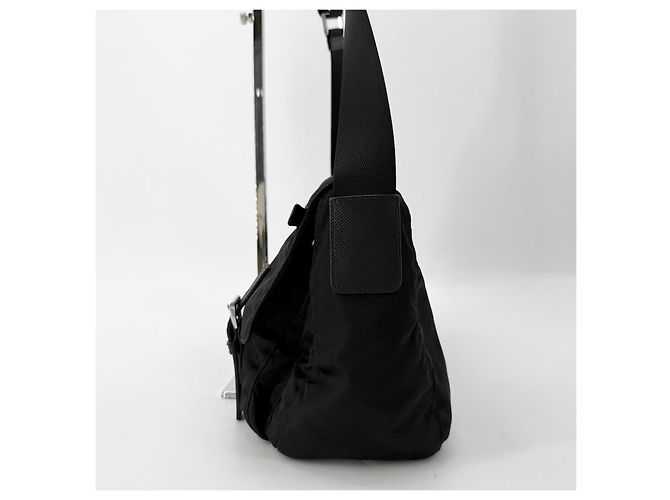 Prada Borsa a tracolla in nylon con logo triangolare Argento - vista 4