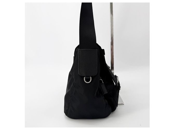 Prada Borsa a tracolla in nylon con logo triangolare Argento - vista 5