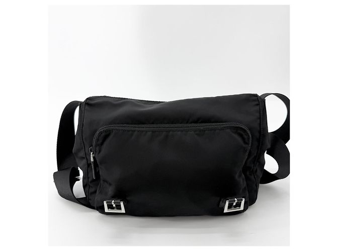 Prada Borsa a tracolla in nylon con logo triangolare Argento - vista 7