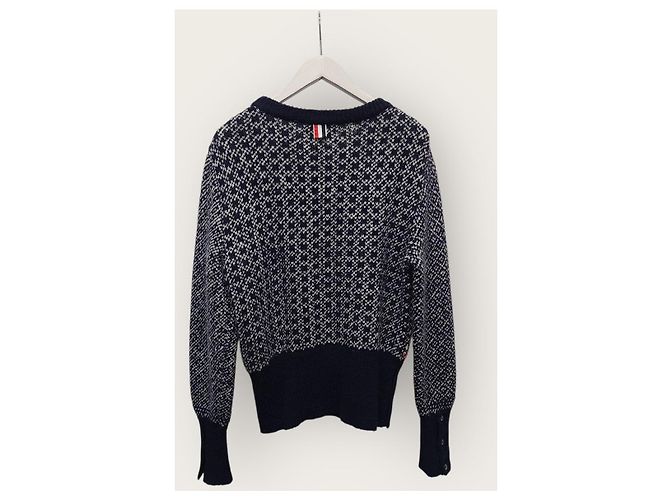Thom Browne Rundstrick mit drei Streifen Navy-Tape Blau - Ansicht 4