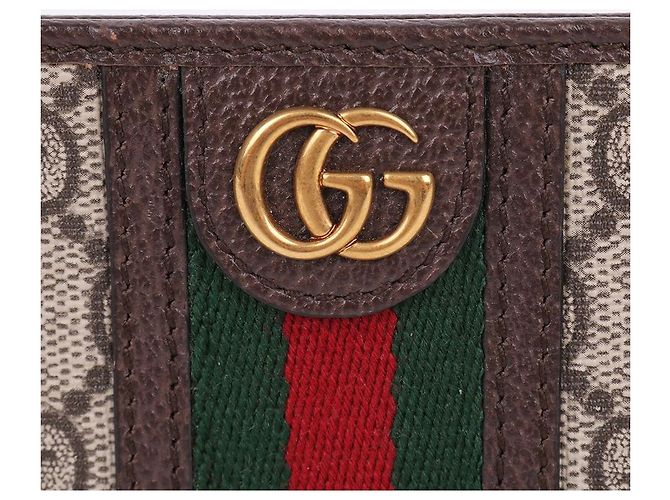 Gucci Tarjetero Ophidia GG Logo Three Stripe Castaño - vista 2