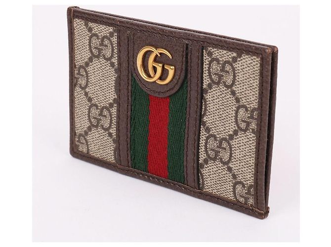 Gucci Tarjetero Ophidia GG Logo Three Stripe Castaño - vista 3