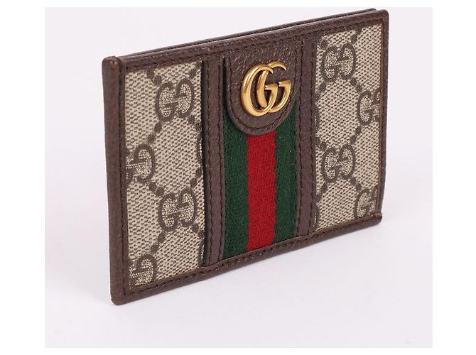 Gucci Tarjetero Ophidia GG Logo Three Stripe Castaño - vista 4