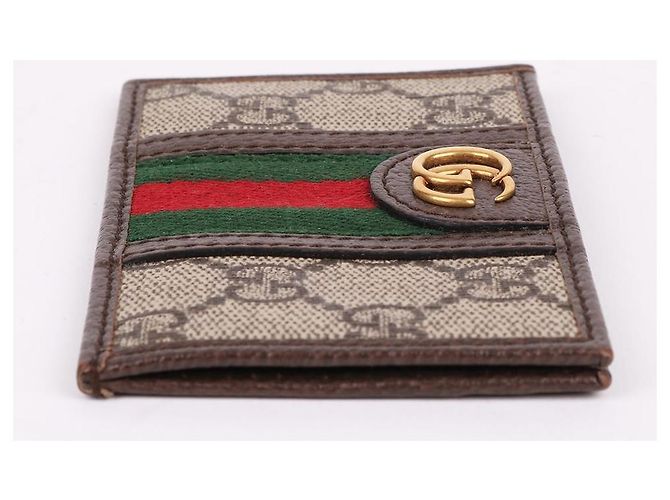 Gucci Tarjetero Ophidia GG Logo Three Stripe Castaño - vista 6