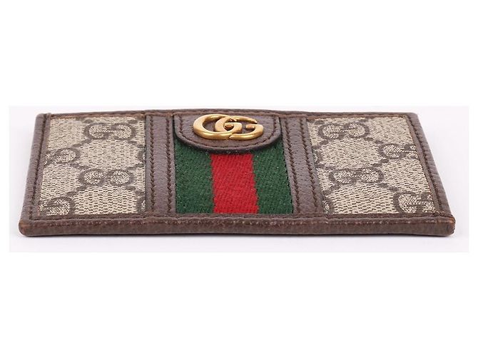 Gucci Tarjetero Ophidia GG Logo Three Stripe Castaño - vista 7