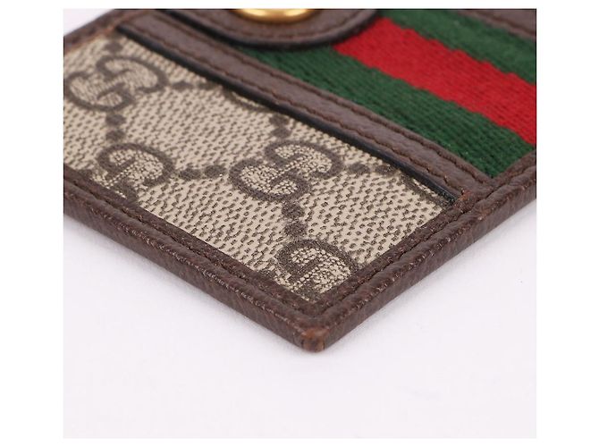 Gucci Tarjetero Ophidia GG Logo Three Stripe Castaño - vista 8