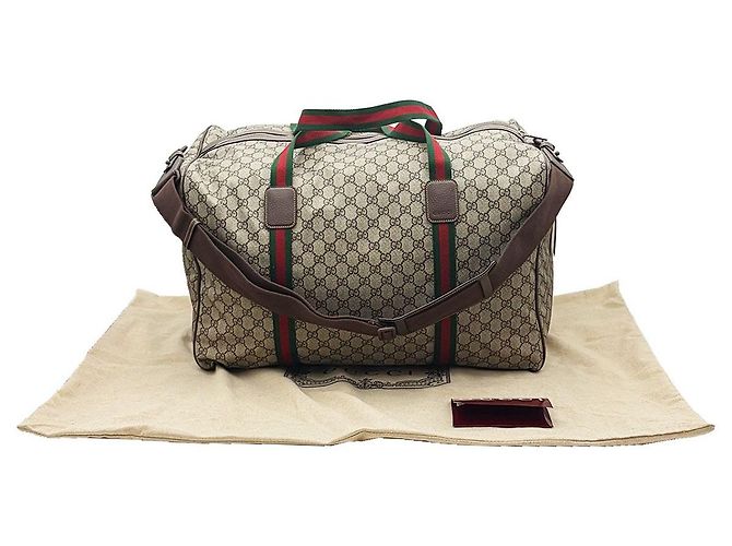 Gucci Borsa Duffle Large Beige Soft GG Supreme Web Marrone - vista 3