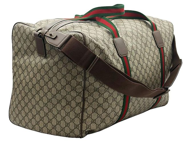 Gucci Borsa Duffle Large Beige Soft GG Supreme Web Marrone - vista 4
