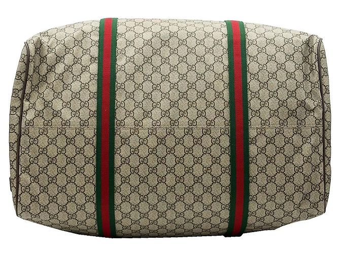 Gucci Borsa Duffle Large Beige Soft GG Supreme Web Marrone - vista 7