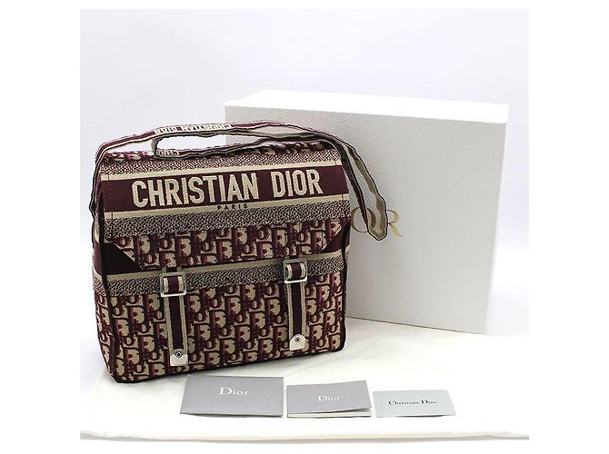 Dior Borsa a tracolla messenger Burgundy Oblique Rosso - vista 2