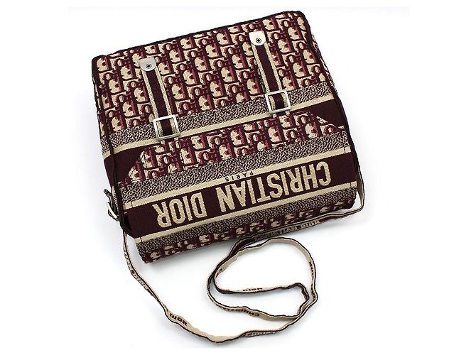 Dior Borsa a tracolla messenger Burgundy Oblique Rosso - vista 3