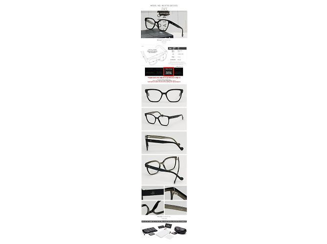 Armação de Óculos Moncler Luxo Quadrada Gatinho Acetato Preto Oversized - vista 3