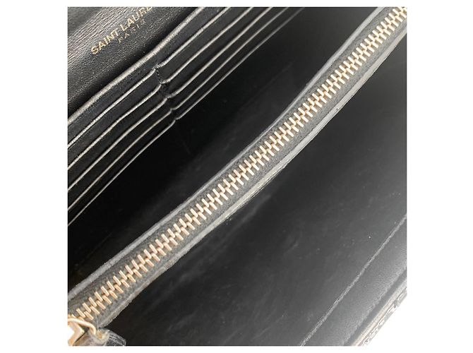 Saint Laurent Portafoglio con catena in vernice nera e catena dorata Nero - vista 9