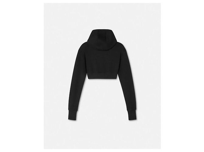 Versace Moletom cropped com zíper e logo bordado Preto - vista 5