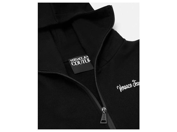 Versace Moletom cropped com zíper e logo bordado Preto - vista 6