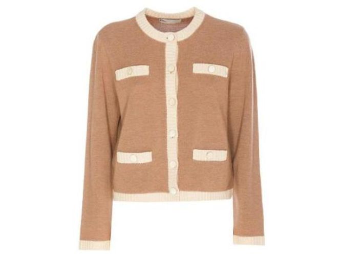 Tory Burch Cardigan Kendra com acabamento em lã grossa - vista 4