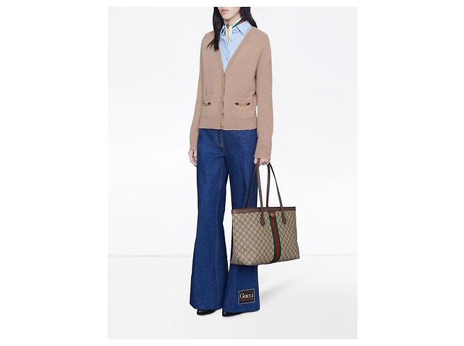 Gucci Borsa Tote Ophidia Large Marrone - vista 8