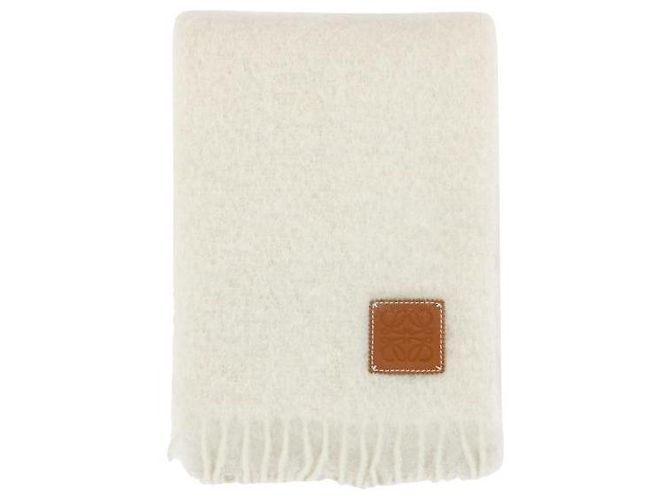 Loewe Schal mit Logo-Patch aus Wolle und Mohair Weiß - Ansicht 4