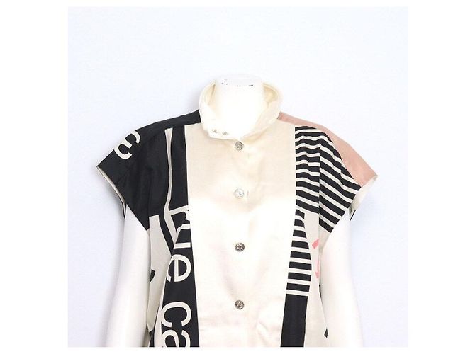 Chanel Chaqueta sin mangas de seda Blanco - vista 2