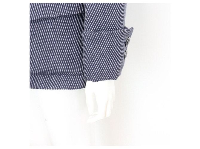 Chanel Wool Blended Double Short Coat Women's Jacket Blue - view 3