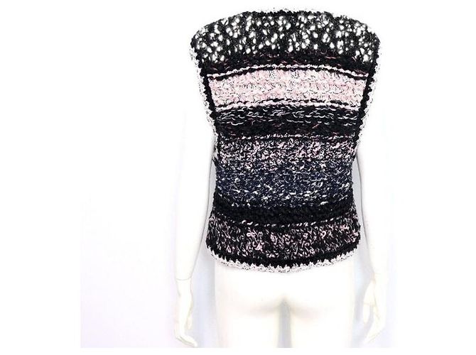 Chanel Chaleco de tweed para mujer con botón CC Rosa - vista 4