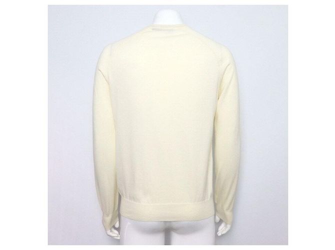 Louis Vuitton Camiseta de malha com decote em V, mistura de algodão marfim Branco - vista 4