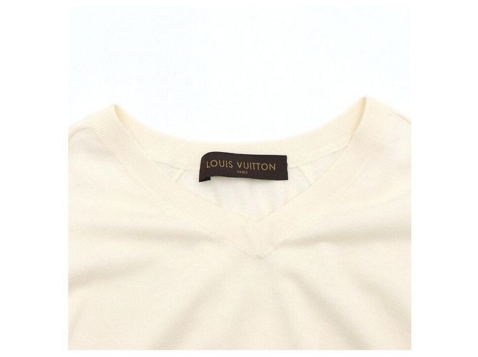 Louis Vuitton Camiseta de malha com decote em V, mistura de algodão marfim Branco - vista 5