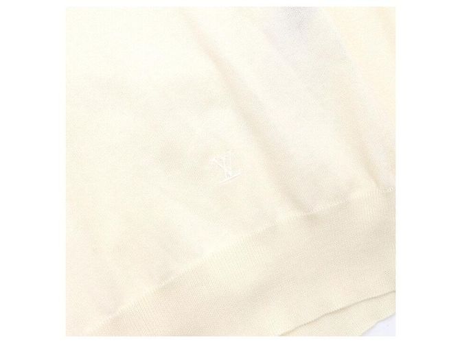 Louis Vuitton Camiseta de malha com decote em V, mistura de algodão marfim Branco - vista 7