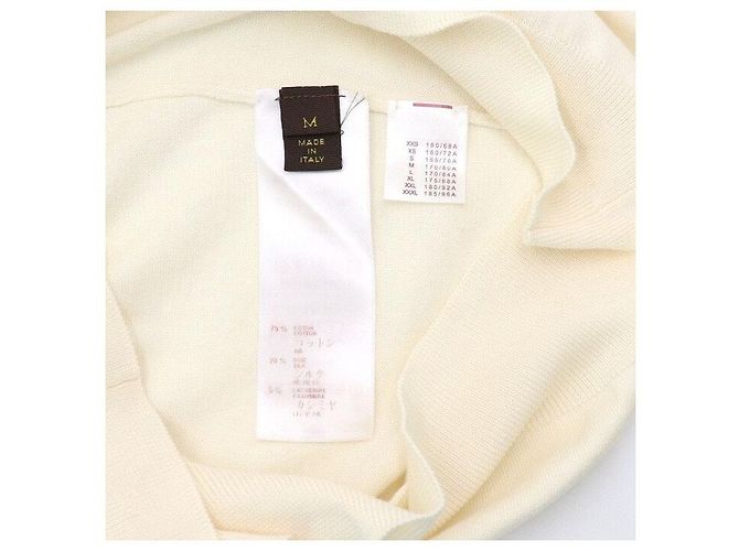 Louis Vuitton Camiseta de malha com decote em V, mistura de algodão marfim Branco - vista 8
