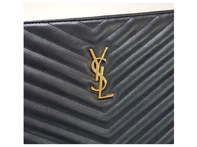 Saint Laurent Clutch Monogram Matelassé Large Nero - vista 3
