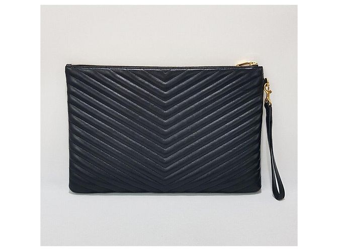 Saint Laurent Clutch Monogram Matelassé Large Nero - vista 5