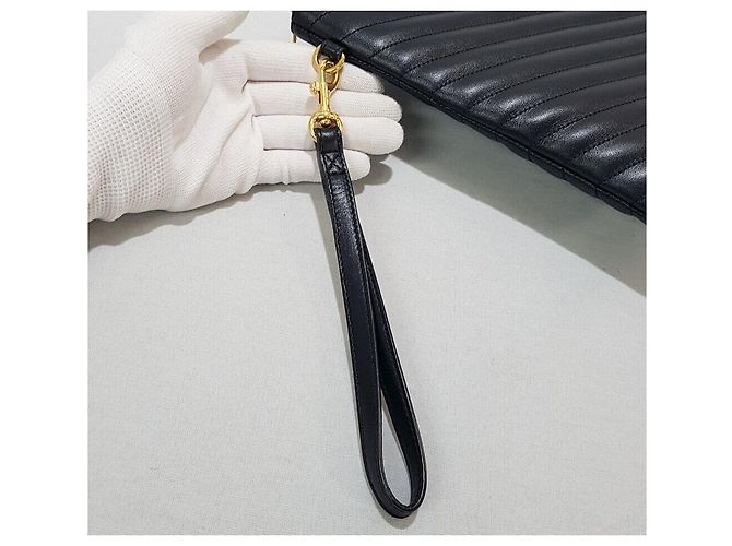 Saint Laurent Clutch Monogram Matelassé Large Nero - vista 6
