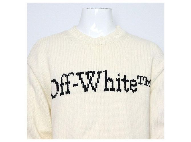 Off White Baumwollstrick mit schwarzem Logo für Herren Weiß - Ansicht 2