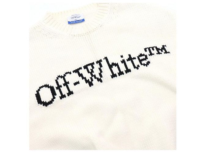 Off White Baumwollstrick mit schwarzem Logo für Herren Weiß - Ansicht 6