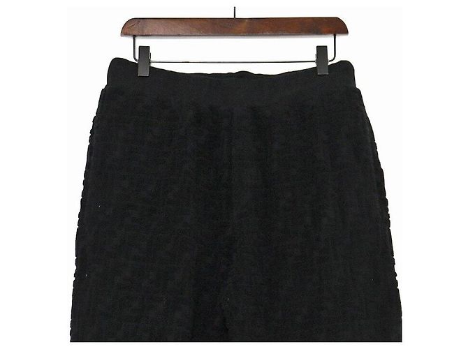 Fendi Pantaloni della tuta in cotone ricamati da uomo Nero - vista 2