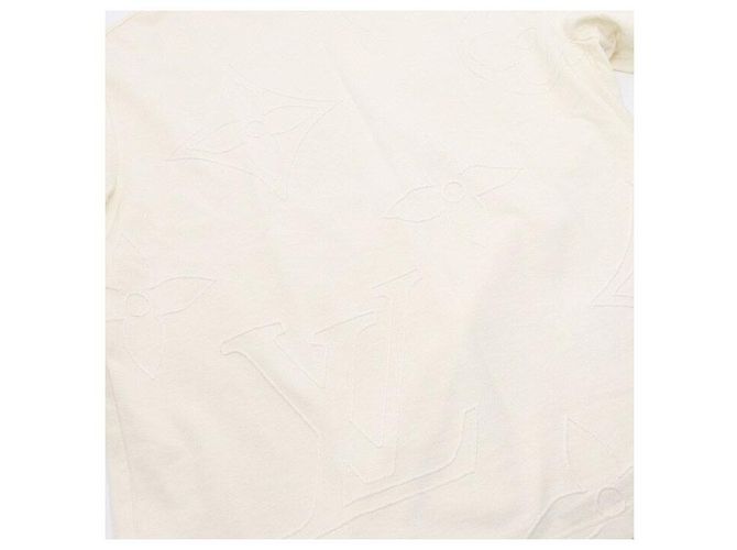 Louis Vuitton T-shirt a maniche corte da uomo in cotone con monogramma ricamato bianco - vista 6