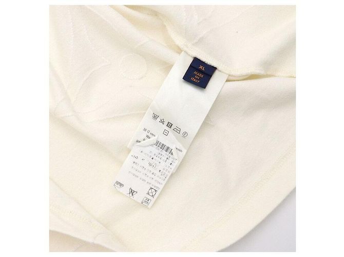 Louis Vuitton T-shirt a maniche corte da uomo in cotone con monogramma ricamato bianco - vista 7