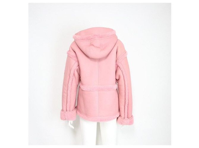 Louis Vuitton Abrigo corto con capucha de shearling para mujer Rosa - vista 4