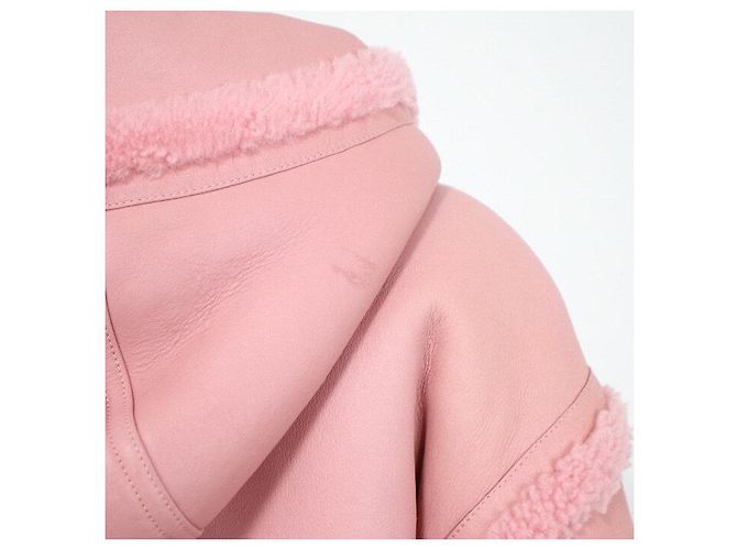 Louis Vuitton Abrigo corto con capucha de shearling para mujer Rosa - vista 5