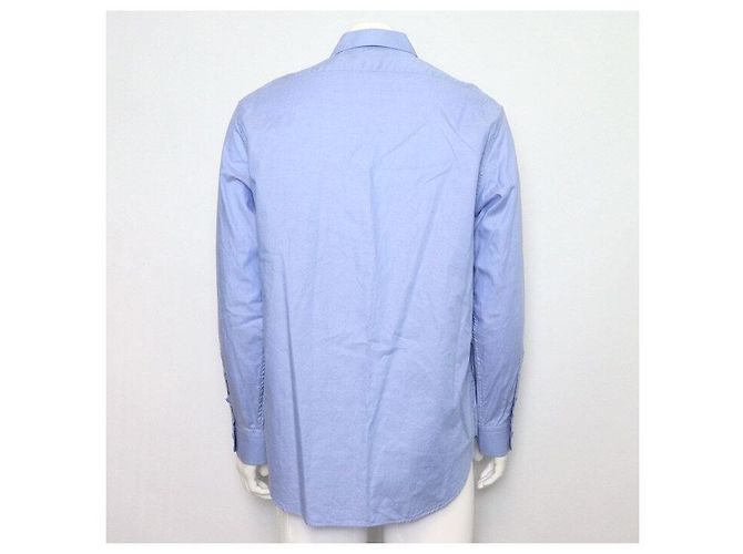 Gucci Camicia Oxford da uomo in cotone blu con doppio logo ricamato - vista 4