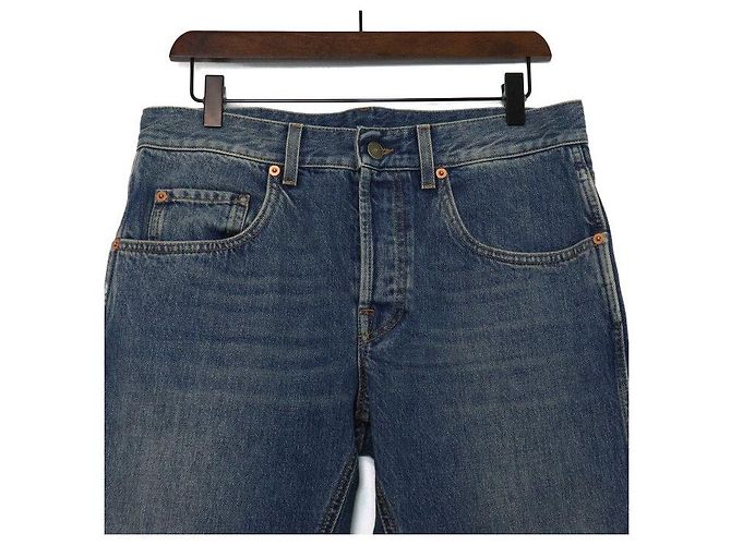 Gucci Denimhose für Herren blau mit Lederetikett - Ansicht 2