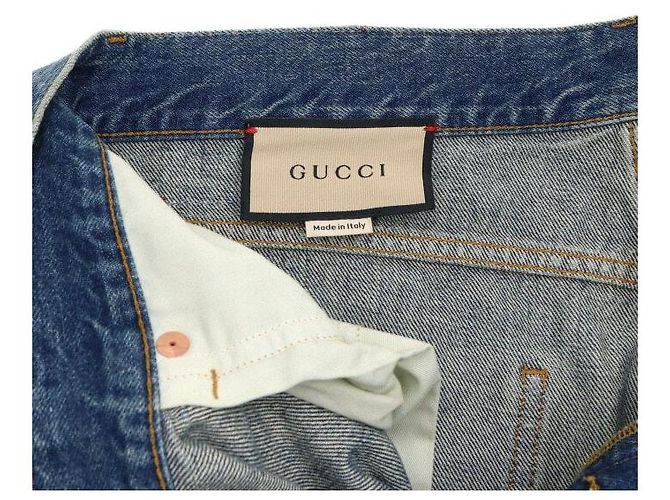 Gucci Denimhose für Herren blau mit Lederetikett - Ansicht 5