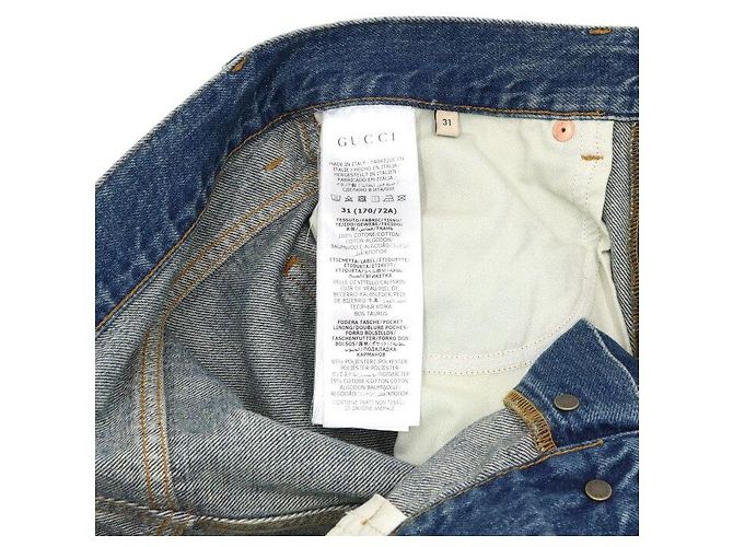 Gucci Denimhose für Herren blau mit Lederetikett - Ansicht 6