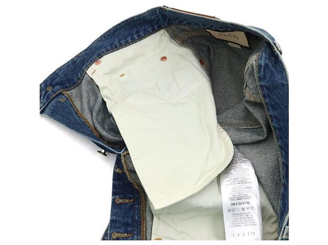 Gucci Denimhose für Herren blau mit Lederetikett - Ansicht 7