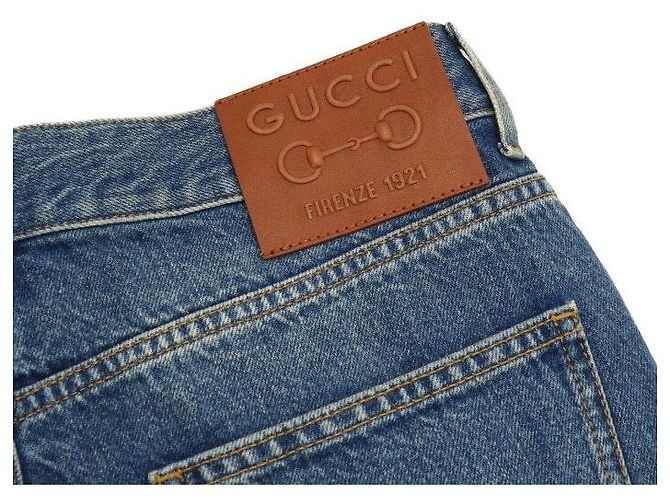 Gucci Denimhose für Herren blau mit Lederetikett - Ansicht 9