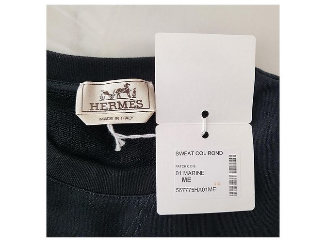 Hermès Pull col rond pour homme Marine Noir - vue 10