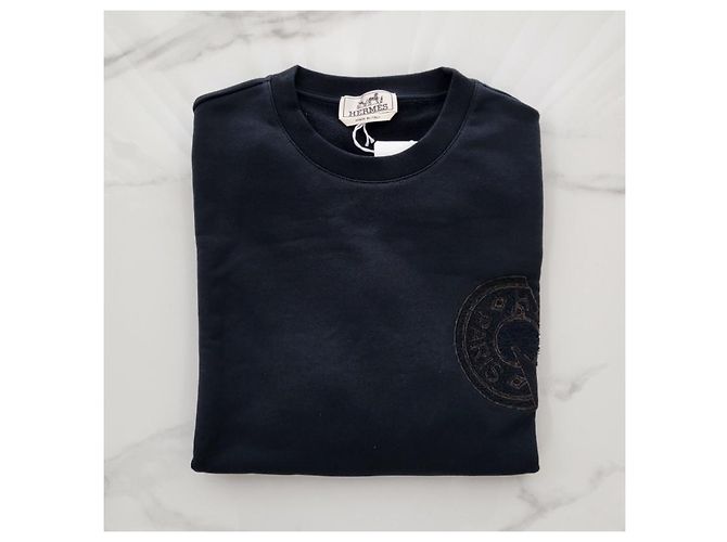 Hermès Pull col rond pour homme Marine Noir - vue 11