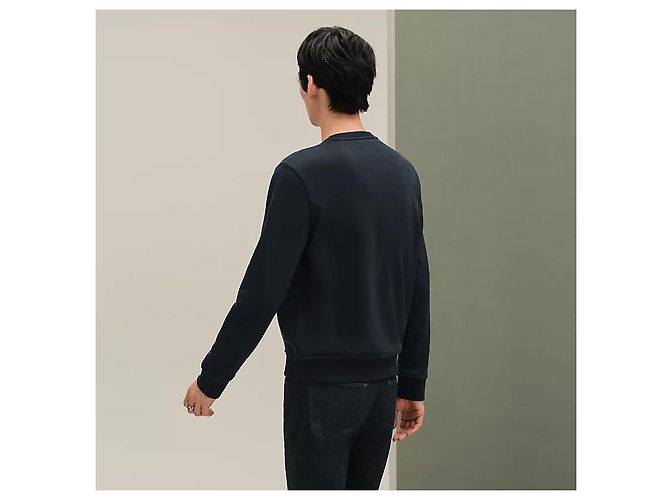 Hermès Pull col rond pour homme Marine Noir - vue 3