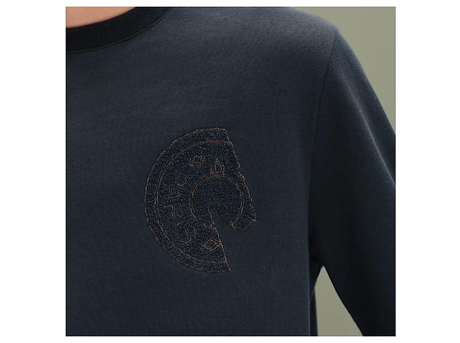 Hermès Pull col rond pour homme Marine Noir - vue 4