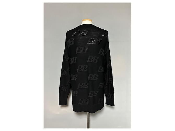 Balenciaga Strickware mit BB-Logo-Stickerei (Oversized) Silber - Ansicht 2